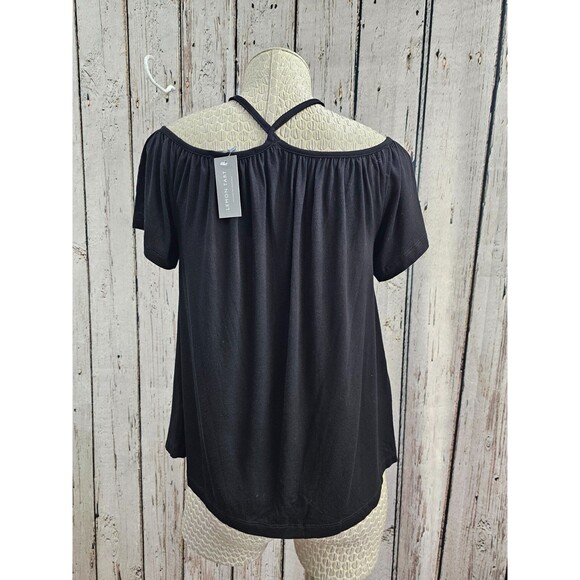 LEMON TART Black‎ Short Sleeve Off Shoulder Blouse Shirt Top Tee Women's M NW - Picture 3 of 6